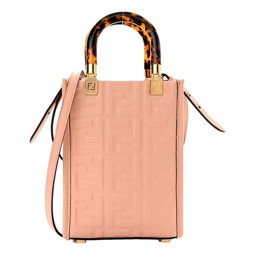 Fendi Fendi Mini Sunshine Shopper Tote Crossbody Baby Pink Zucca Leather Pink Leather Never worn - Back View