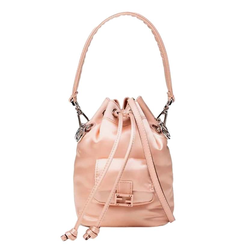 Fendi Fendi Mon Tresor Baguette Baby Pink Nylon Bucket Mini Crossbody Bag Pink Never worn - Model View
