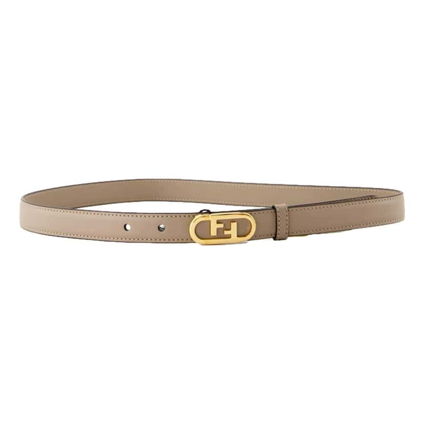 Fendi Fendi O’Lock Skinny Leather Belt Tortora Gray Gold Buckle Women’s Size 90 Other Leather Never worn - Front View