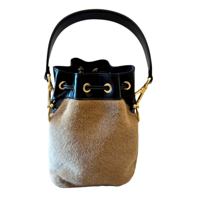 Fendi Fendi Mon Tresor Mini Shearling Bucket Bag Brown Lamb Fur Crossbody Brown Leather Never worn - Inside View