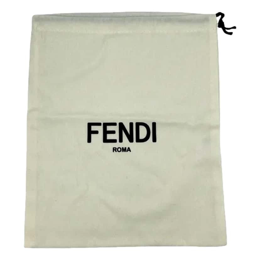 Fendi Fendi First Midi Clutch Crossbody in Caramel Brown Nappa Leather with Gold FF Logo Brown Leather Never worn - Model View