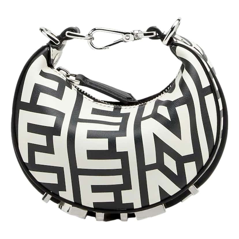 Fendi Fendi x Marc Jacobs Fendigraphy Black and White Hobo Nano Bag Black Leather Never worn - Front View