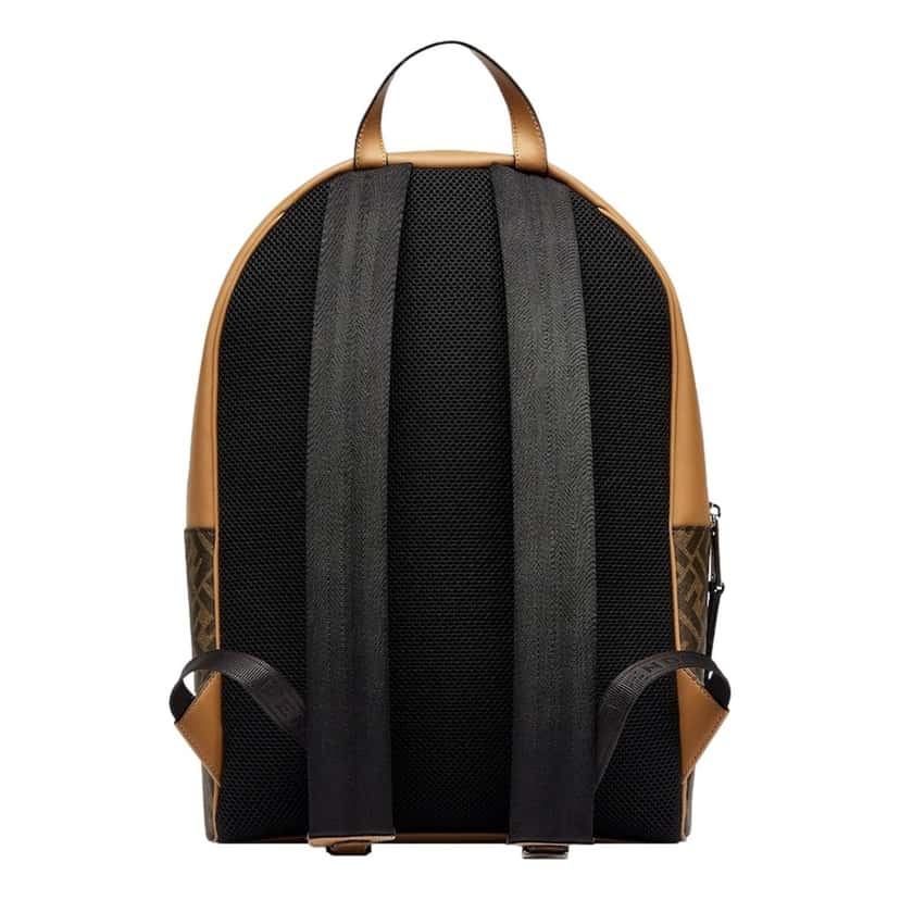 Fendi Fendi Diagonal FF Logo Backpack Black Canvas Leather Trim Brown Leather Never worn - Inside View