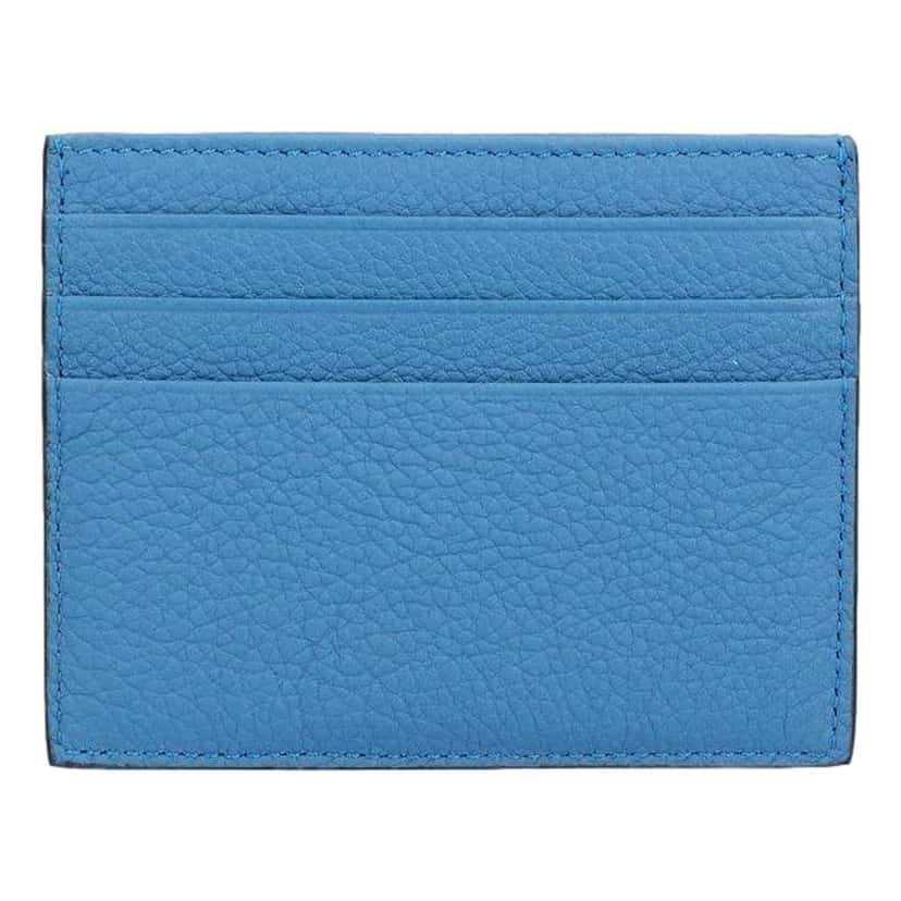 Fendi Fendi Signature Fiordaliso Blue Grained Leather Card Case Wallet Blue Leather Never worn - Inside View