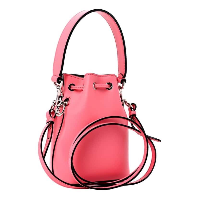 Fendi Fendi Mon Tresor Mini Bucket Bag Pink Calfskin Leather 3D Flower Pink Leather Never worn - Back View