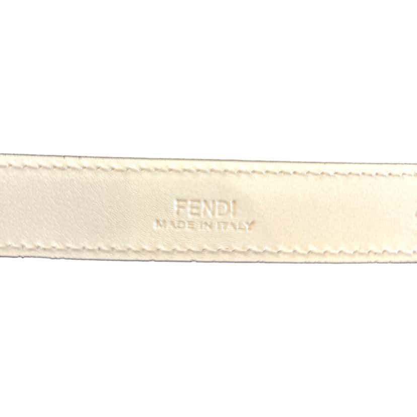 Fendi Fendi FF Studded Skinny Ivory Latte Belt Size 85 White Leather Never worn - Model View