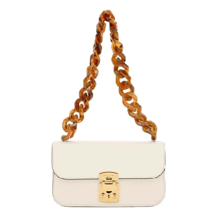 Miu Miu Miu Miu Madras White Leather Tortoise Shell Chain Handbag White Leather Never worn - Front View