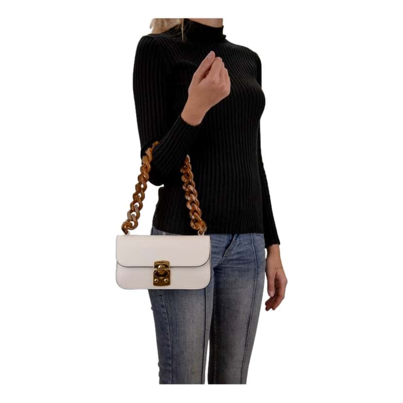 Miu Miu Miu Miu Madras White Leather Tortoise Shell Chain Handbag White Leather Never worn - Box View