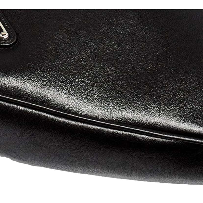 Prada Prada Grace Triangle Leather Pouch Clutch Bag with Embossed Logo Nero Black Black Leather Never worn - Inside View