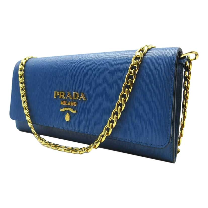 Prada Prada Vitello Move Cobalto Blue Leather Chain Crossbody Wallet Clutch Blue Leather Never worn - Back View