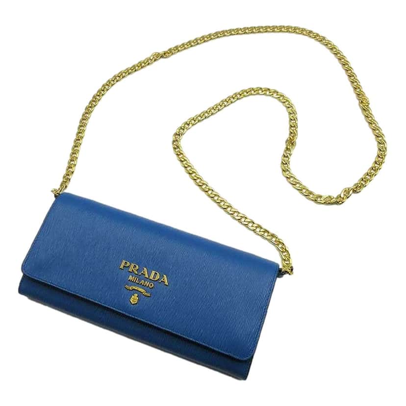 Prada Prada Vitello Move Cobalto Blue Leather Chain Crossbody Wallet Clutch Blue Leather Never worn - Model View