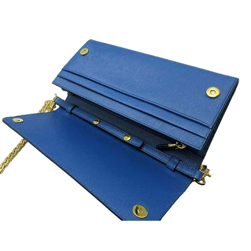 Prada Prada Vitello Move Cobalto Blue Leather Chain Crossbody Wallet Clutch Blue Leather Never worn - Box View