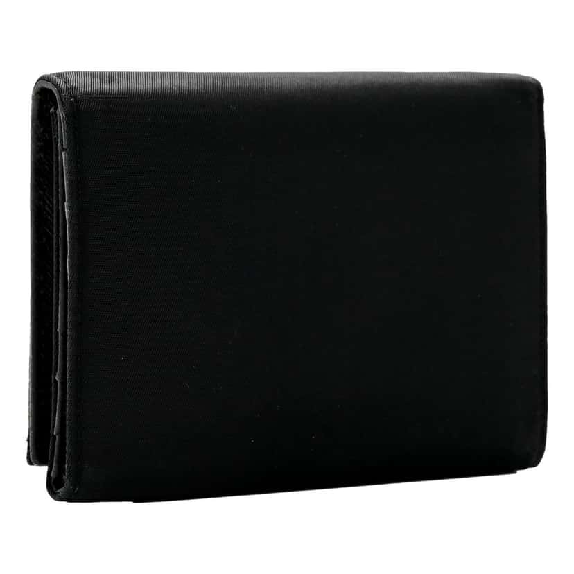 Prada Prada Tessuto Nylon Tri-Fold Compact Wallet Black Black Leather Never worn - Back View