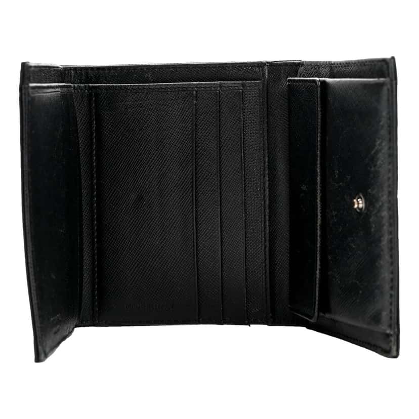 Prada Prada Tessuto Nylon Tri-Fold Compact Wallet Black Black Leather Never worn - Inside View