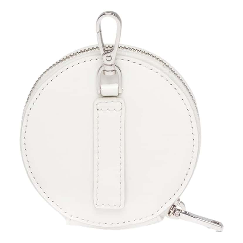 Prada Prada Triangle Plaque Smooth White Leather Round Mini Pouch Keychain White Leather Never worn - Inside View