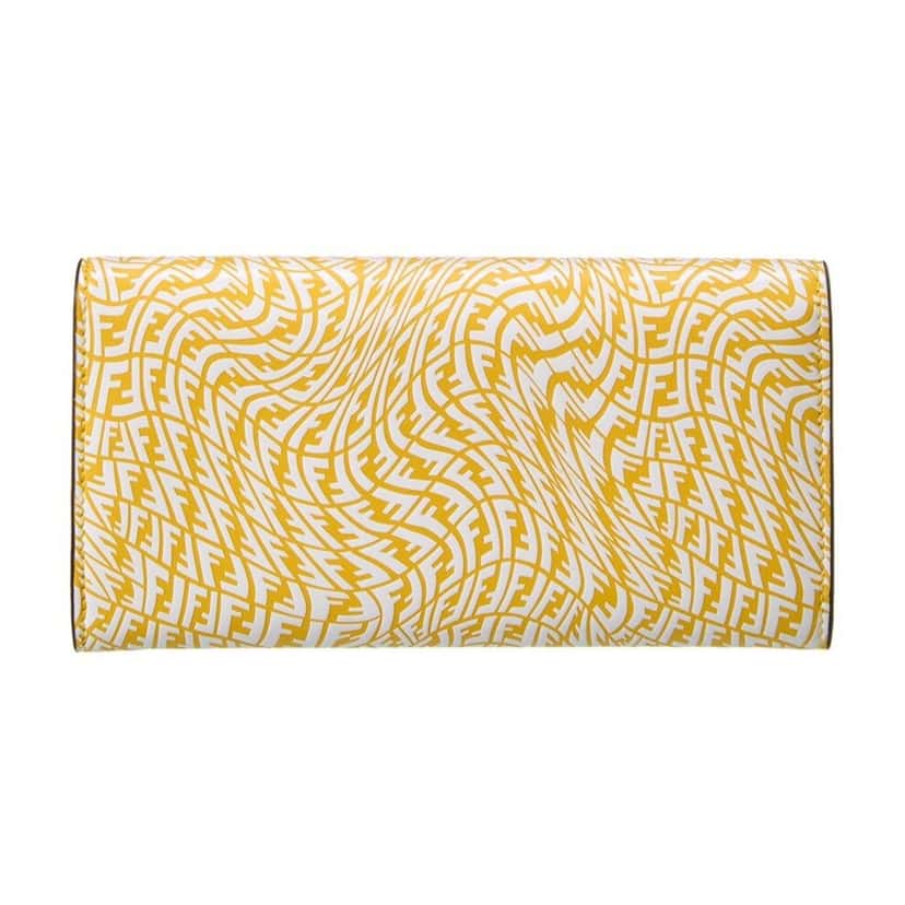 Fendi Fendi F is Fendi Yellow Leather Vertigo Print Long Wallet Yellow Leather Good condition - Back View