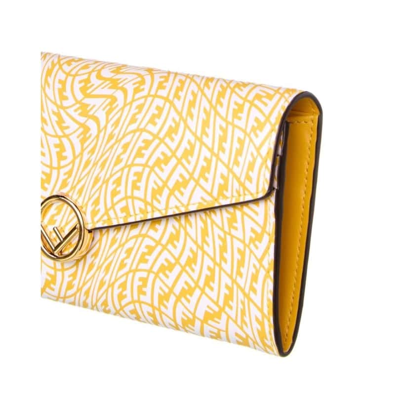Fendi Fendi F is Fendi Yellow Leather Vertigo Print Long Wallet Yellow Leather Good condition - Inside View