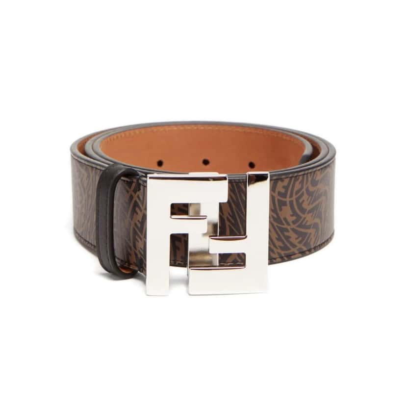 Fendi Fendi x Sarah Coleman Mens FF Vertigo Brown Leather Belt 110/44 Brown Leather Never worn - Back View