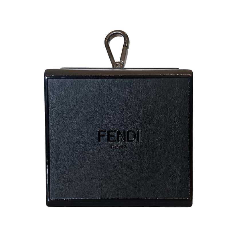 Fendi Fendi Roma Mini Box Black Leather Key Ring Charm Black Leather Never worn - Front View