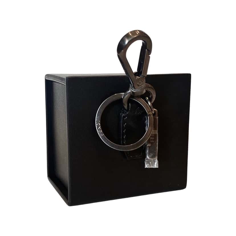 Fendi Fendi Roma Mini Box Black Leather Key Ring Charm Black Leather Never worn - Model View