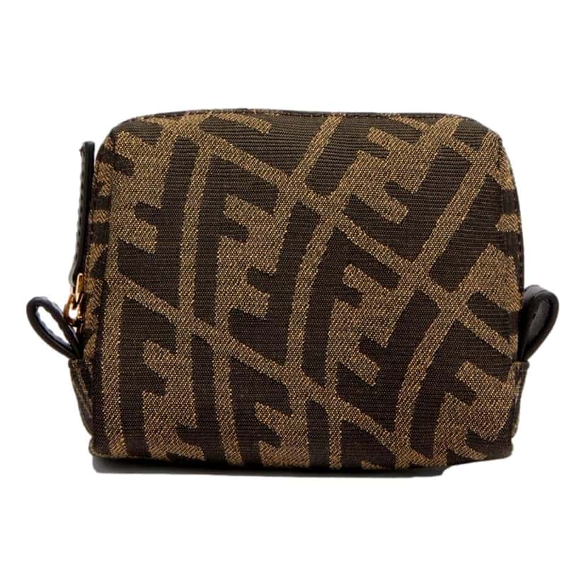 Fendi Fendi FF Vertigo Brown Canvas Small Travel Beauty Pouch Clutch Bag Brown Canvas Never worn - Front View
