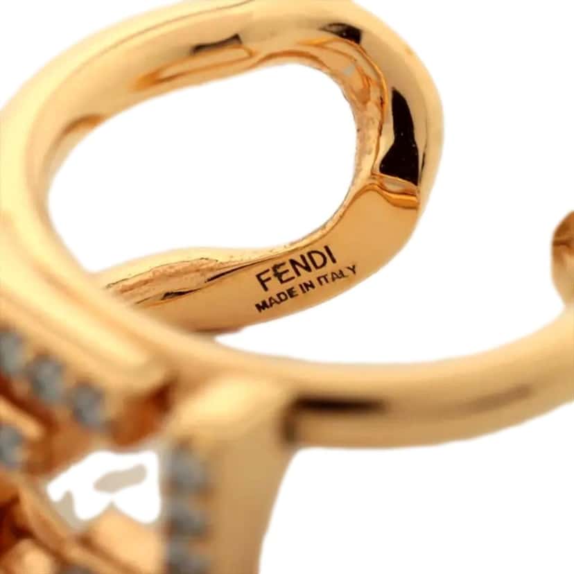 Fendi Fendi FF Anello Gold and Crystal Embellished Ring Small Gold Never worn - Back View