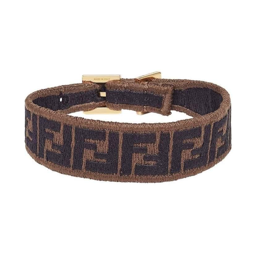 Fendi Fendi FF Embroidered Brown Cyber Blue Kit Bracelet Brown Good condition - Back View