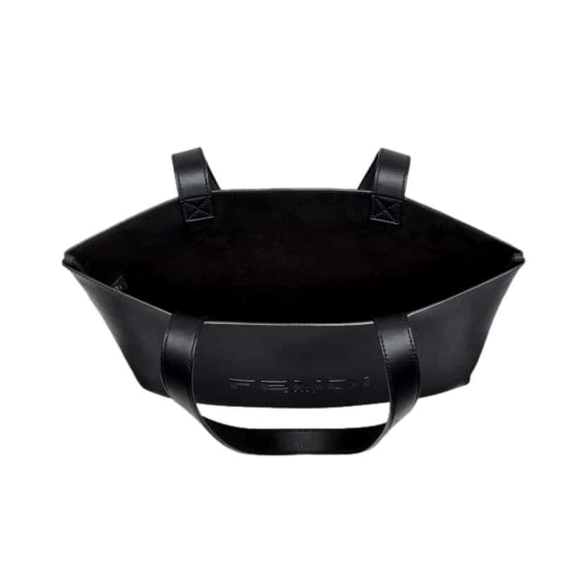 Fendi Fendi Roma Embossed Logo Black Calf Leather Large Shopping Tote Bag Black Leather Never worn - Back View