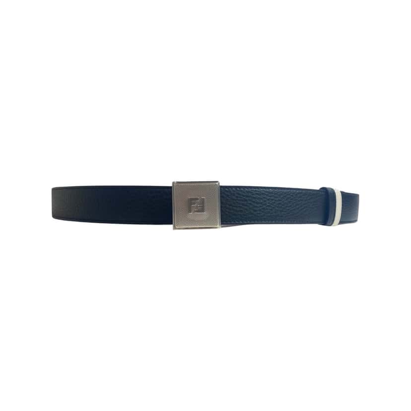 Fendi Fendi Mens Black White Reversible Grained Leather Belt 105 White Leather Never worn - Inside View