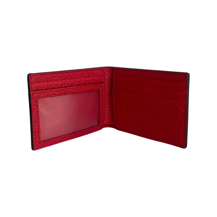 Fendi Fendi Red Grained Leather FF Logo Bifold Wallet Red Leather Never worn - Back View