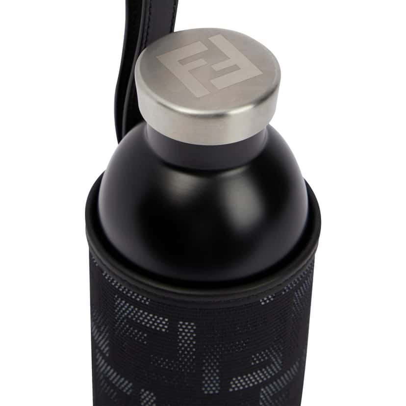 Fendi Fendi FF Bottle Holder Black Canvas Leather Strap with Steel Bottle Black Canvas Never worn - Inside View