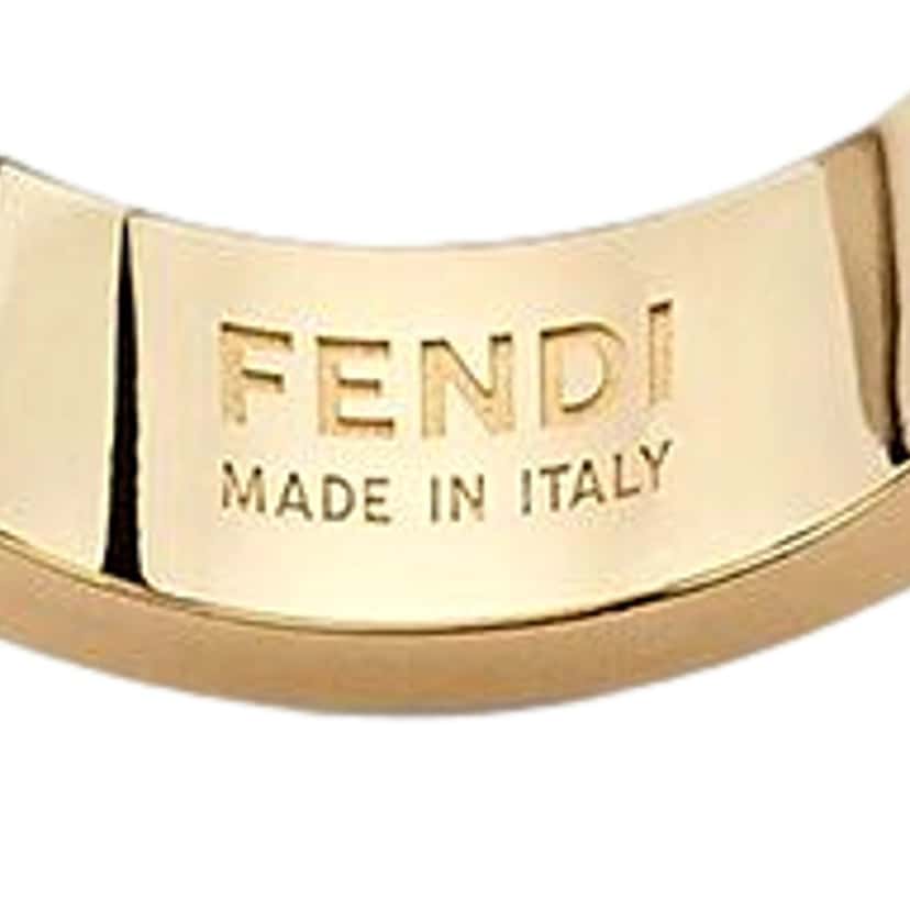 Fendi Fendi FF Crystal Embellished Wide Band Gold Ring Small Gold Never worn - Model View