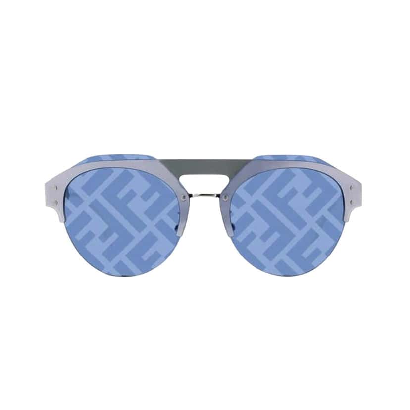 Fendi Fendi Technicolour Blue FF Print Lenses Palladium Pilot Frame Sunglasses Blue Never worn - Front View