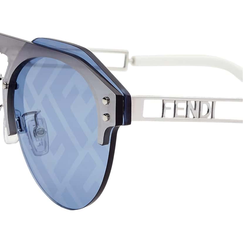 Fendi Fendi Technicolour Blue FF Print Lenses Palladium Pilot Frame Sunglasses Blue Never worn - Inside View