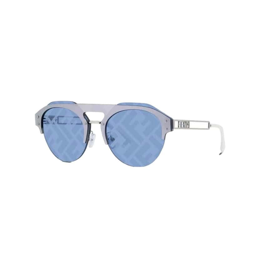 Fendi Fendi Technicolour Blue FF Print Lenses Palladium Pilot Frame Sunglasses Blue Never worn - Model View