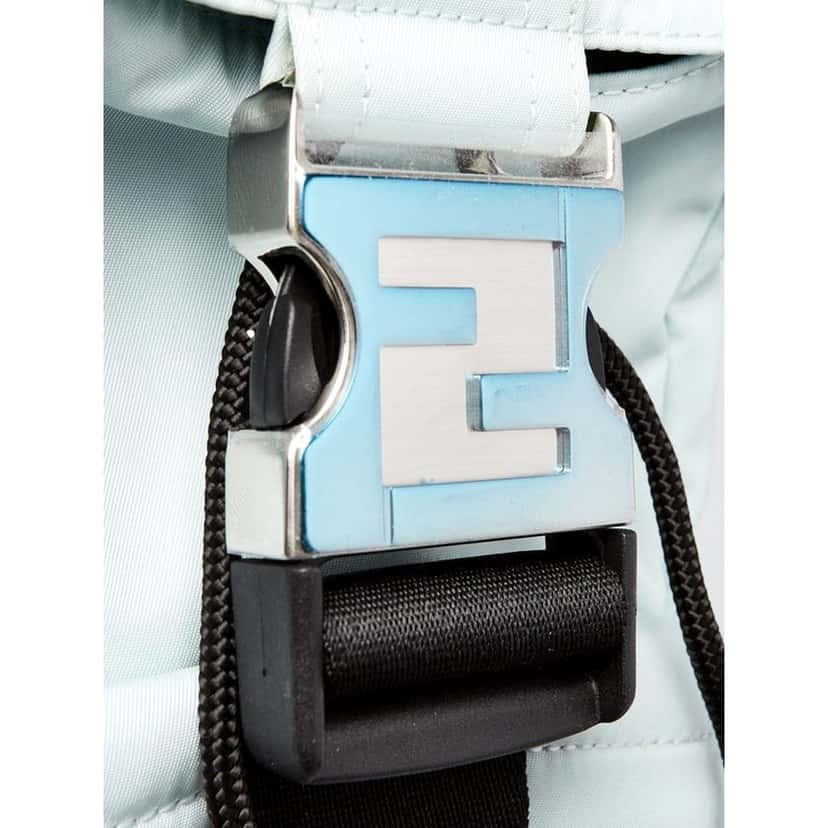 Fendi Fendi Fendiness Mini Backpack Crossbody Cyber Blue Nylon FF Mesh Blue Leather Never worn - Model View