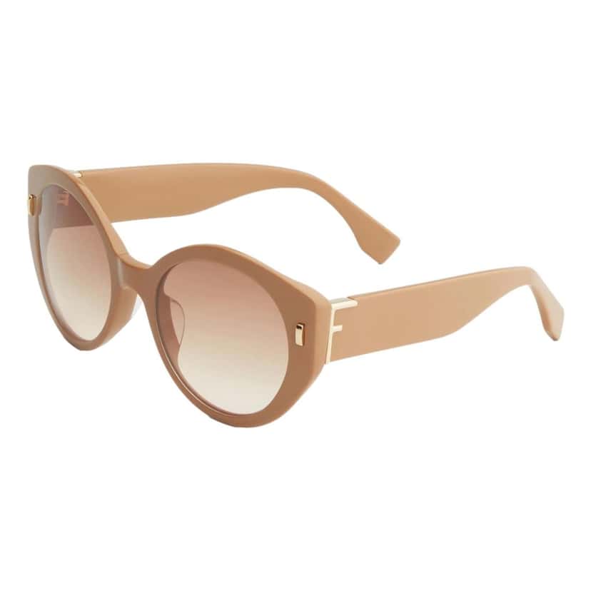 Fendi Fendi First Dark Beige Acetate Round Frame Tinted Sunglasses Beige Never worn - Model View