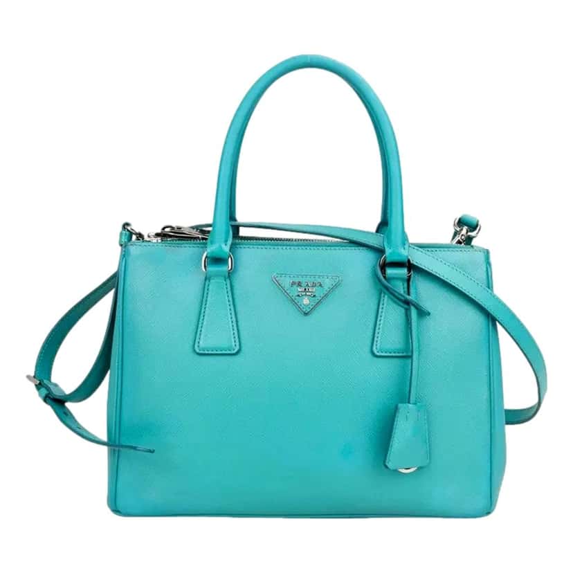 Prada Prada Galleria Saffiano Lux Leather Small Tote Handbag Giada Teal Blue Leather Never worn - Front View