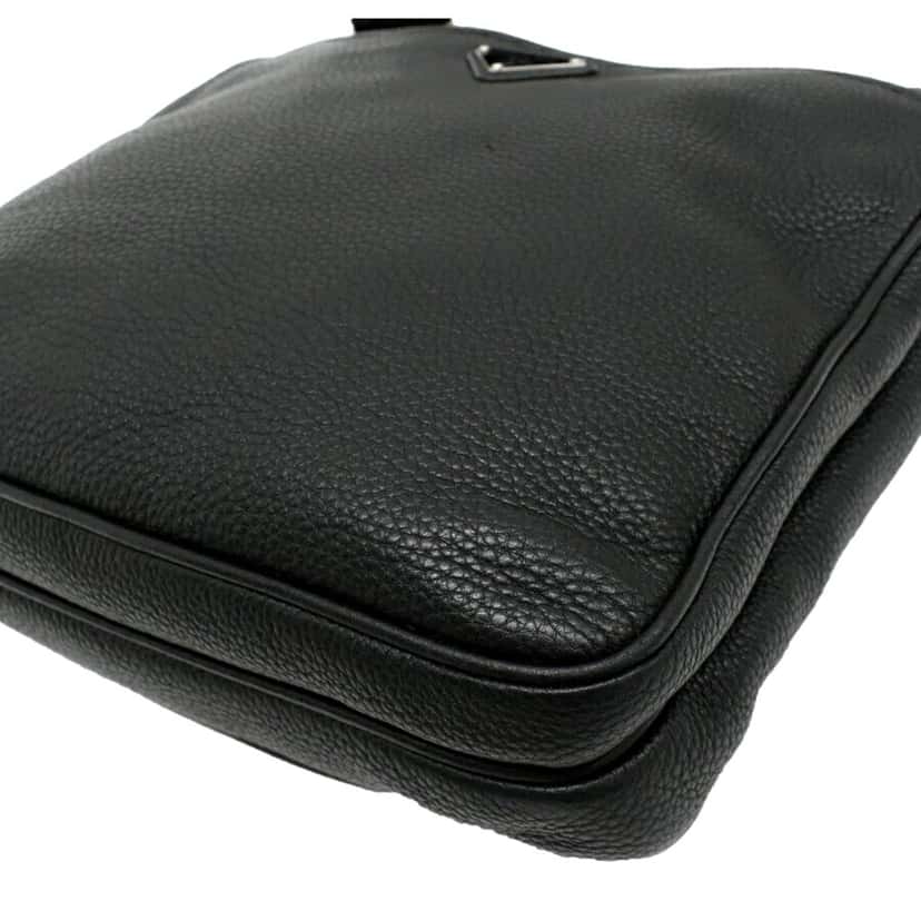 Prada Prada City Vitello Leather Black Messenger Crossbody Bag Black Canvas Never worn - Model View