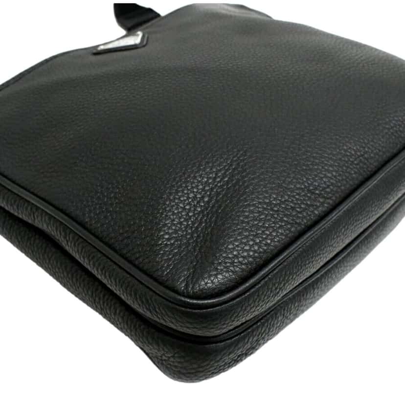 Prada Prada City Vitello Leather Black Messenger Crossbody Bag Black Canvas Never worn - Box View