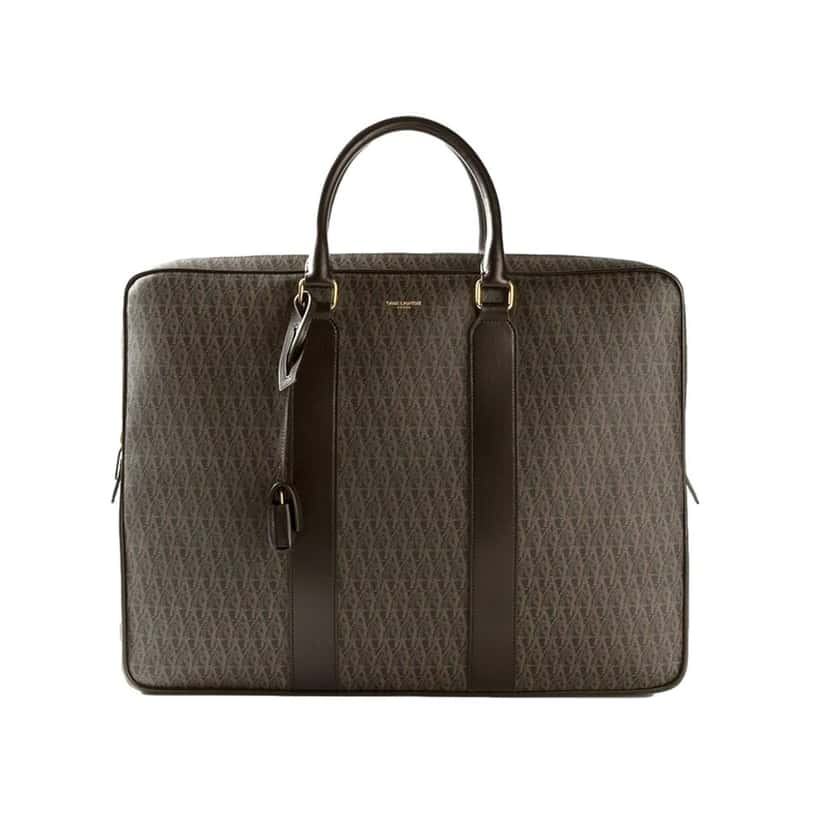 Saint Laurent Saint Laurent Monogram Large Luggage Case Bag Dark Brown Coated Canvas Brown Canvas Good condition - Front View