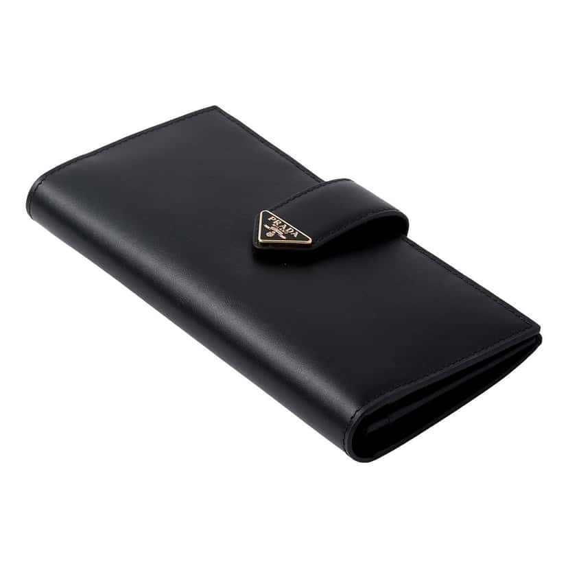Prada Prada City Smooth Calfskin Long Wallet in Nero Black Black Leather Good condition - Back View