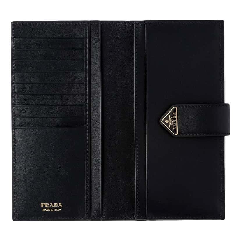 Prada Prada City Smooth Calfskin Long Wallet in Nero Black Black Leather Good condition - Model View