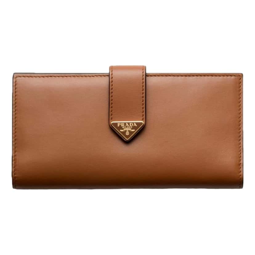 Prada Prada City Smooth Calfskin Long Wallet in Cognac Brown Brown Leather Never worn - Front View