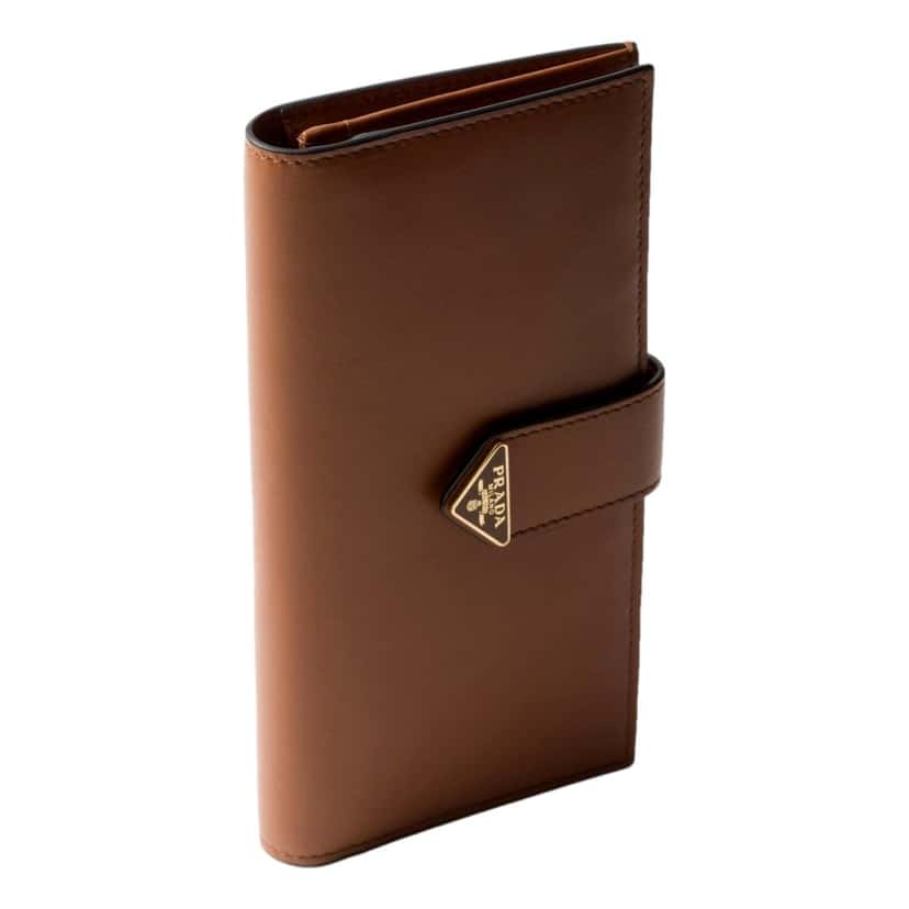 Prada Prada City Smooth Calfskin Long Wallet in Cognac Brown Brown Leather Never worn - Back View