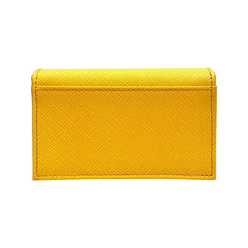Prada Prada Saffiano Yellow Leather Card Case Wallet Yellow Leather Never worn - Model View