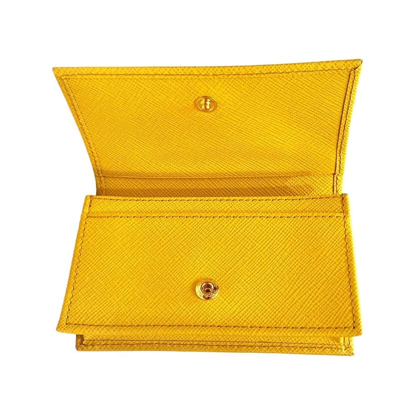Prada Prada Saffiano Yellow Leather Card Case Wallet Yellow Leather Never worn - Box View