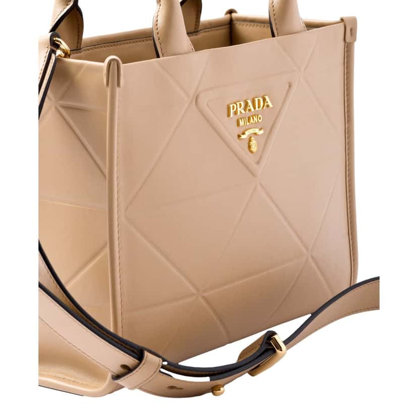 Prada Prada Symbole Soft Calfskin Leather Sabbia Sand Triangle Quilted Mini Tote Bag Beige Leather Never worn - Inside View