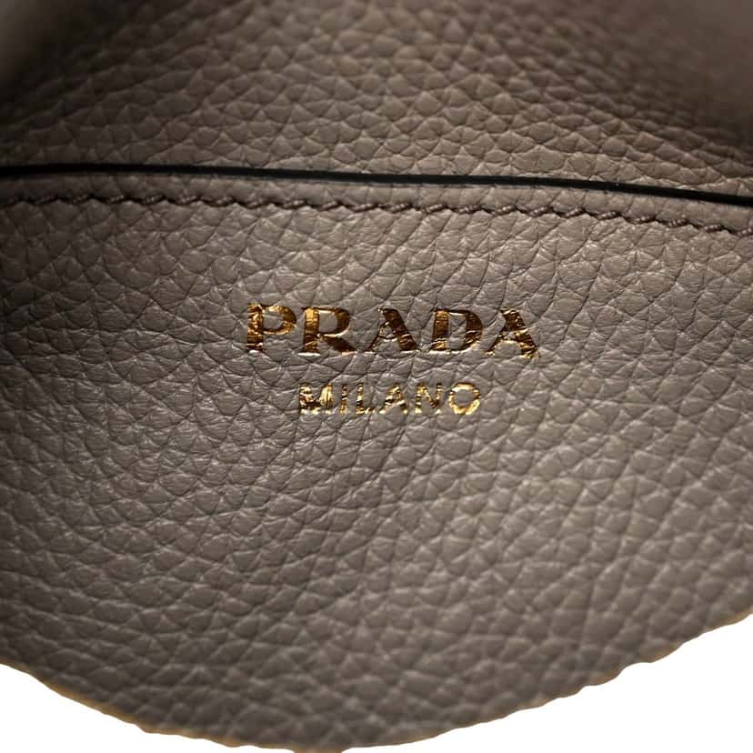 Prada Prada Vitello Phenix Zippered Messenger Hobo Grey Leather Shoulder Bag Grey Leather Good condition - Box View