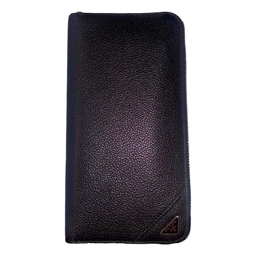 Prada Prada Vitello Micro Grain Long Black Zip Around Continental Wallet Triangle Logo Black Leather Never worn - Back View
